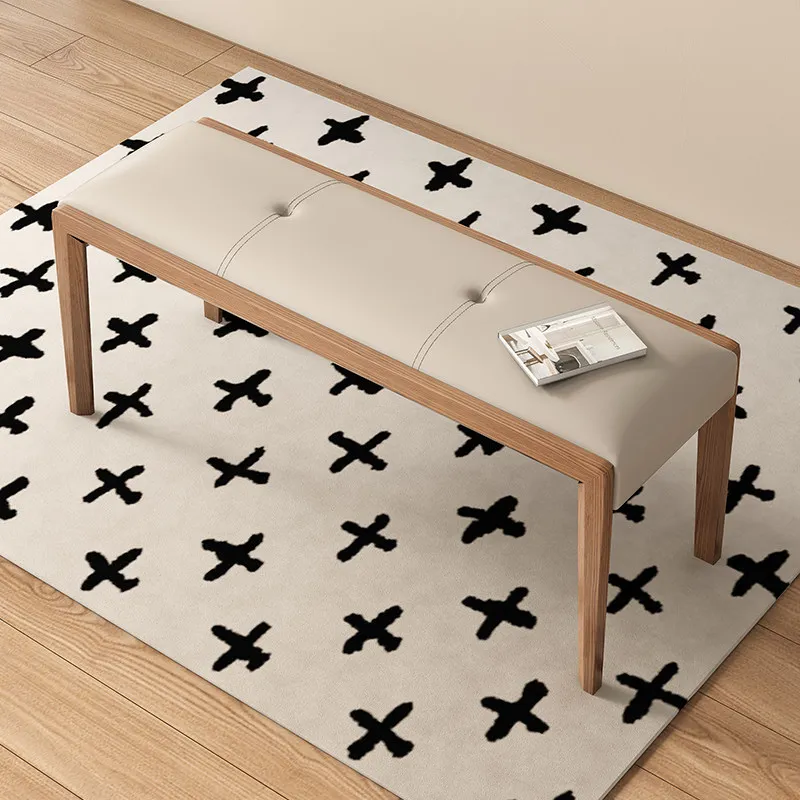 Nordic solid wood bench household dining chair with seat cushion card seat ash wood log bed tail shoe changing stool dining