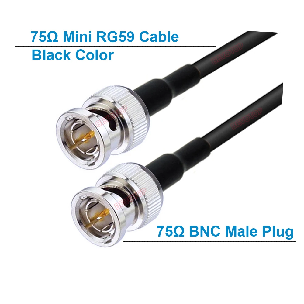 1PCS 75Ohm HD SDI BNC to BNC Male/ Female Black/Blue Mini RG59 Cable 75-2.5 1855A Pigtail for HD-SDI/3G-SDI/Video Camera CCTV