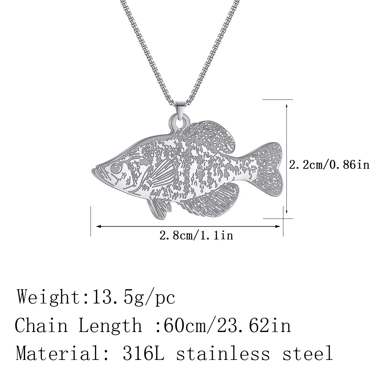 CHENGXUN Punk Necklace Crappie Pendant Stainless Steel Choker Necklace for Women Men Long Chains Hip Hop Jewelry Decoration Gift