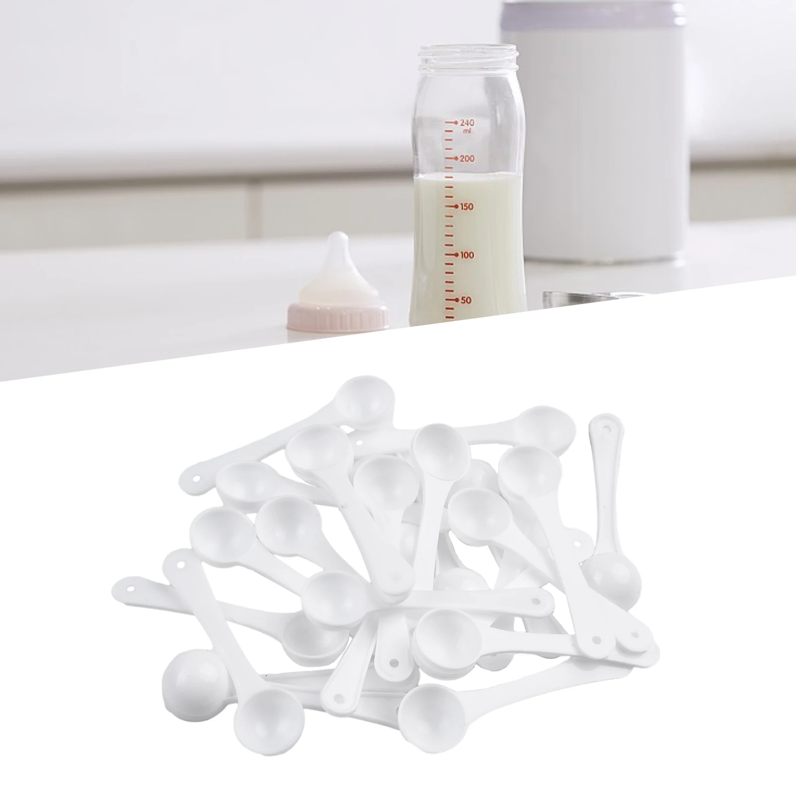 50pcs Measuring Spoon 1g White Plastic Gram Scoops Food Baking Medicine Powde Rmilk Powder, Coffee Powder, Seasoning Spoon