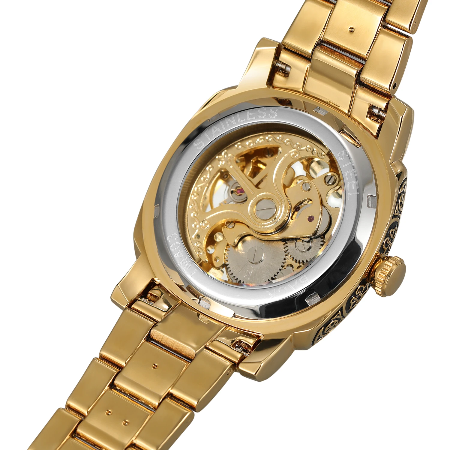 FORSINING High-end Luxury Men's Gold Watches AAA Stainless Steel Skeleton Mechanical Automatic Movement Waterproof Vintage Clock