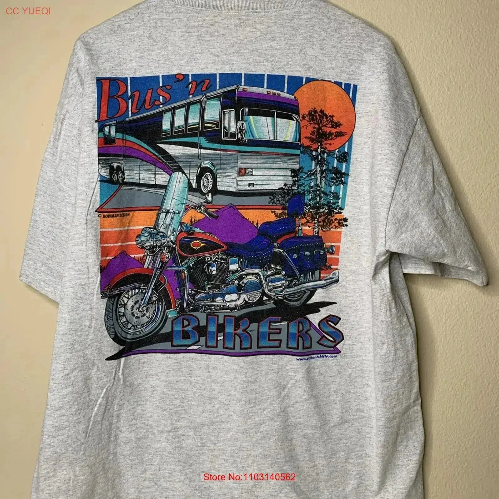 Vintage Bus n Bikers Rally T Shirt Mens Sz XL Motorcycle Meet Promo Art Y2K Washed Soft Comfortable Breathable vintage Washed