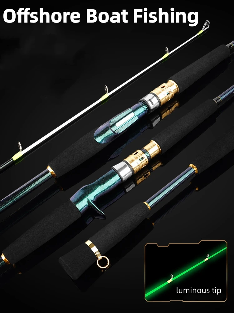 

1.8/1.98/2.1/2.4/2.7m offshore multi-purpose carbon boat rod 2 sections strong luminous sensitive tip deep sea fishing rod