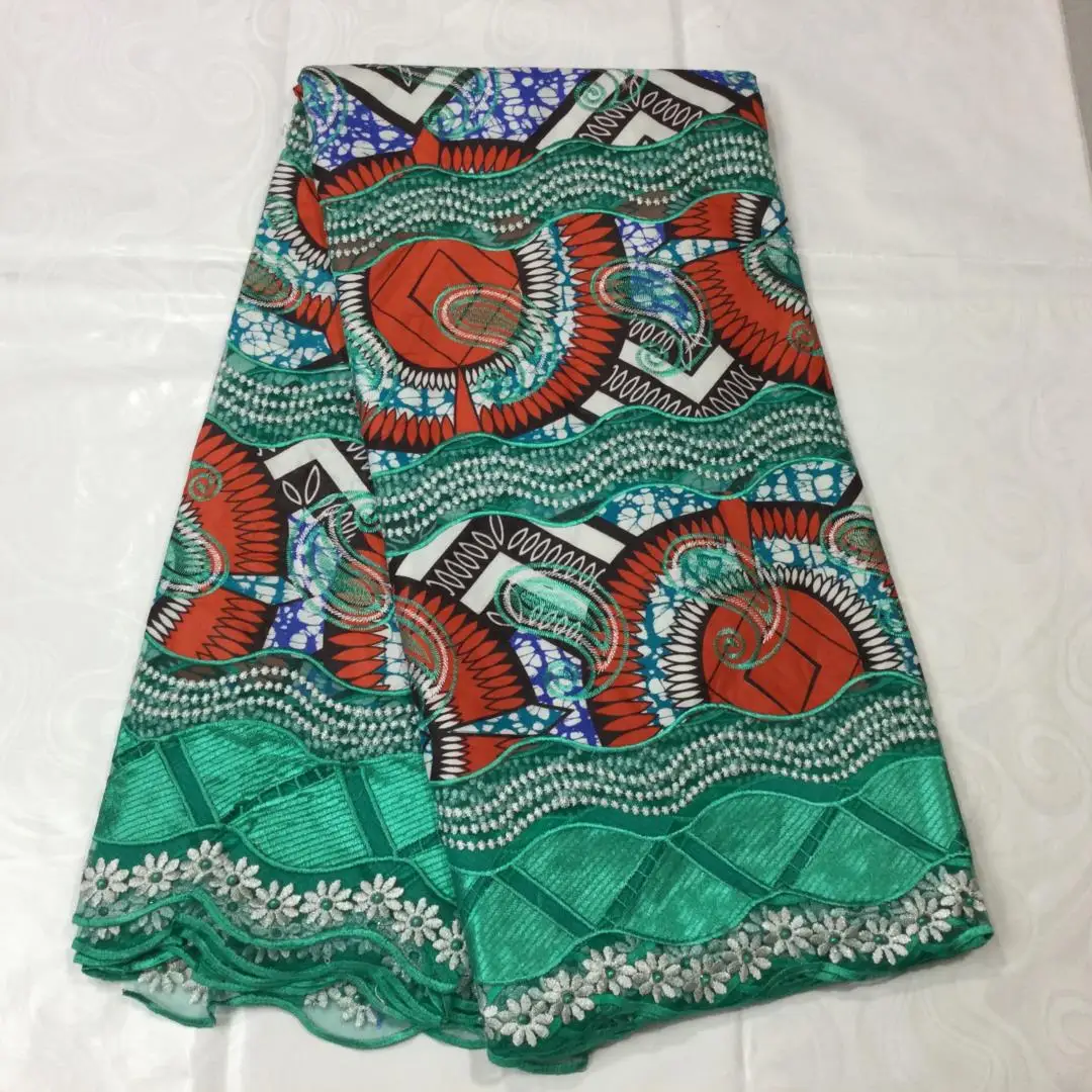 

New Arrival 5Yard Embroidery Ankara African Wax Print Fabric Cotton Brocade Tissu Africain Nigerian Sewing Dress Lace Material