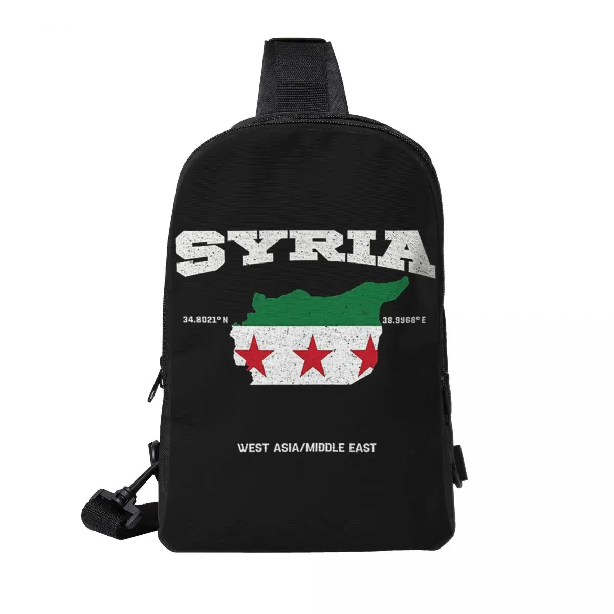

Syrian Flag Map, Syria Coordinates, Syria Localisation Chest Bag Men Sling Crossbody Backpack Chest Bag Daypack Shoulder Bag