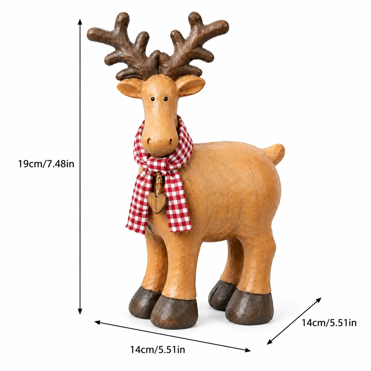 Rustic Reindeer Figurine Farmhouse Christmas Deer Statue for Winter Home Decor Mantel Shelf Cafe Tabletop Ornament Durable
