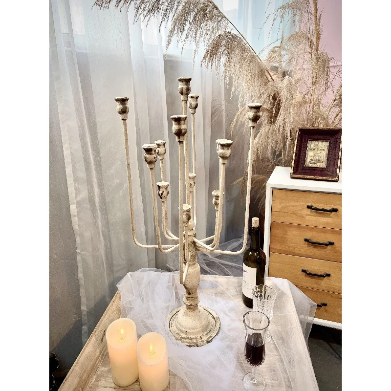 

European French retro, wrought iron multi-headed candlestick ornament, home decoration, living room dining room bedroom desktop