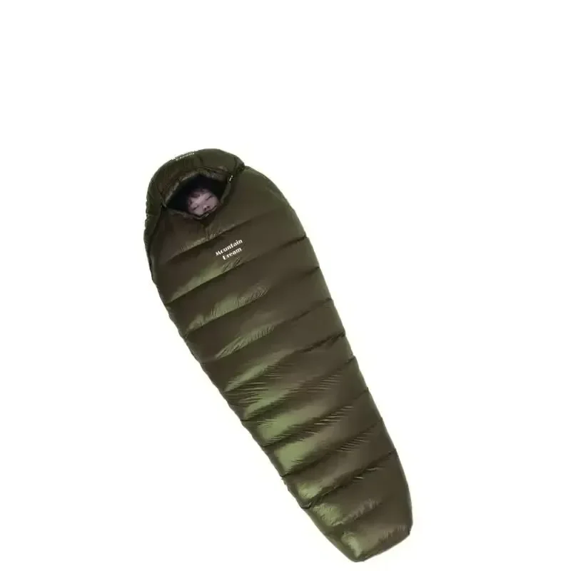 sacco-a-pelo-a-mummia-ultraleggero-da-esterno-per-adulti-in-piuma-d'anatra-ispessito-caldo-anti-freddo-verde-militare-unisex