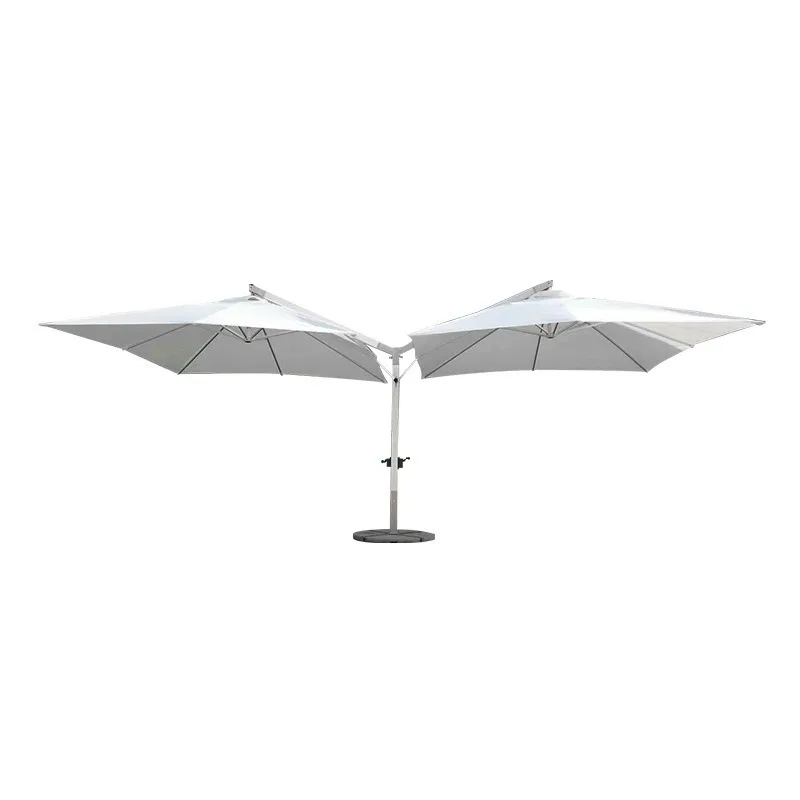 Cross-border custom double-headed Roman umbrella outdoor aluminum alloy 7-character hanging umbrella high-end hotel beach courty