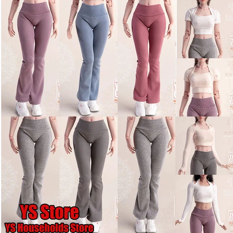 

1/6 Female Soldier Long/Short Sleeve Halter Neck Top Solid Color Elastic Tight Yoga Pants For 12" Worldbox Figure Body Decor