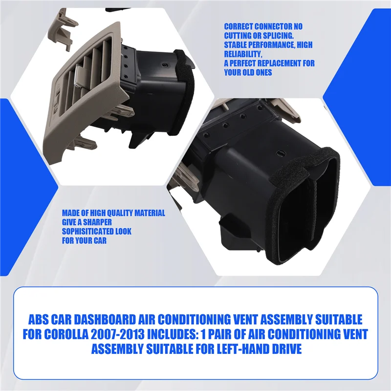 

A20K-Car Dashboard Left Right Air Conditioning Outlet Assembly For Toyota Corolla 2007-2013 A/C Outlet Vents Panel Cover