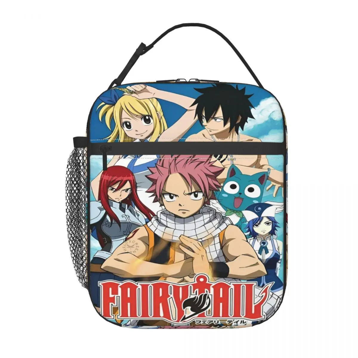 حقيبة غداء معزولة من Happy Fairy Tail Manga للرجال والنساء، حقيبة طعام محمولة، صندوق غداء حراري مبرد للمكتب المدرسي