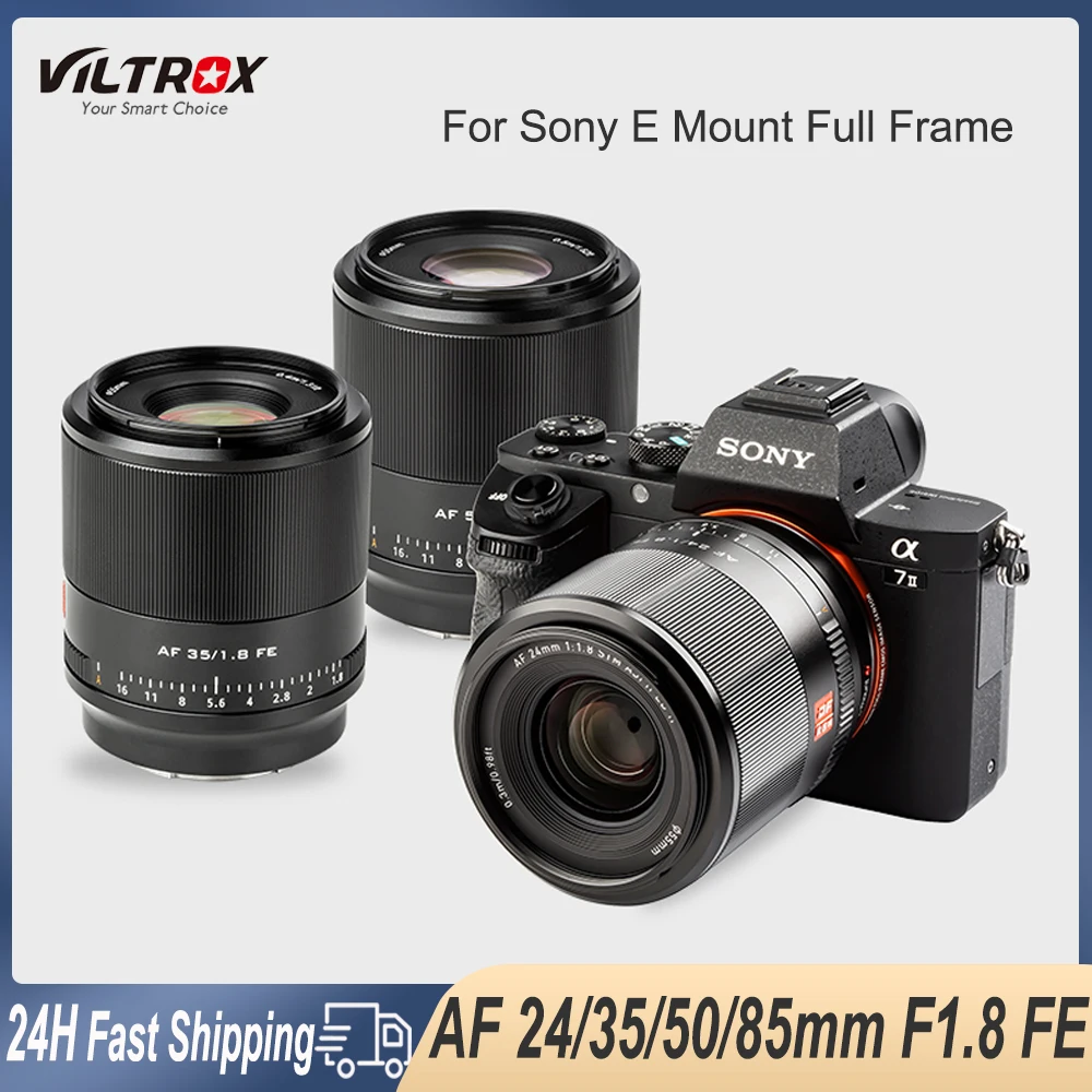 

VILTROX 24mm 35mm 50mm 85mm F1.8 Camera Lens Auto Focus Full Frame Prime Large Aperture Portrait FE for Sony E Mount A7 A7III