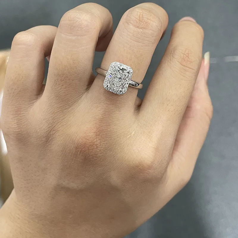 IGI-Zertifizierter 2 Karat Radiant-Schliff EF VS-VVS Labor-Gezüchteter Diamantring Massiver 950 Platin Braut-Versprechen-Ring – Detail 9