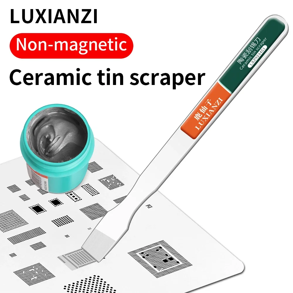 LUXIANZI Metal Ceramics Tin scraper Anti Static Solder Paste Mixing Knife Phone Repair Tin Planting Non Magnetic Scraping Knife