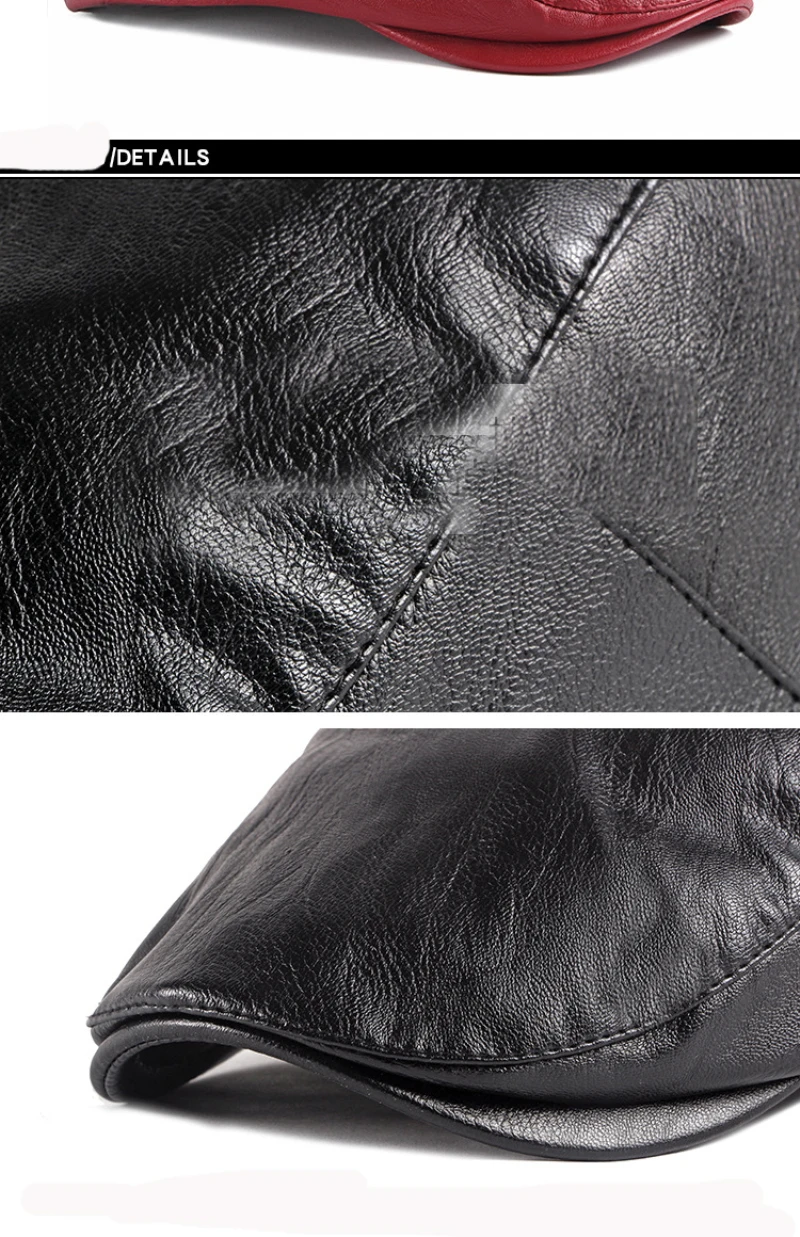 HT4602 Herren- und Damen-Baskenmütze, Vintage-Künstler-Malermütze aus PU-Leder, Einfarbige Ivy-Flachmütze, Neue Baskenmütze für Frühling, Herbst und Winter – Detail 11