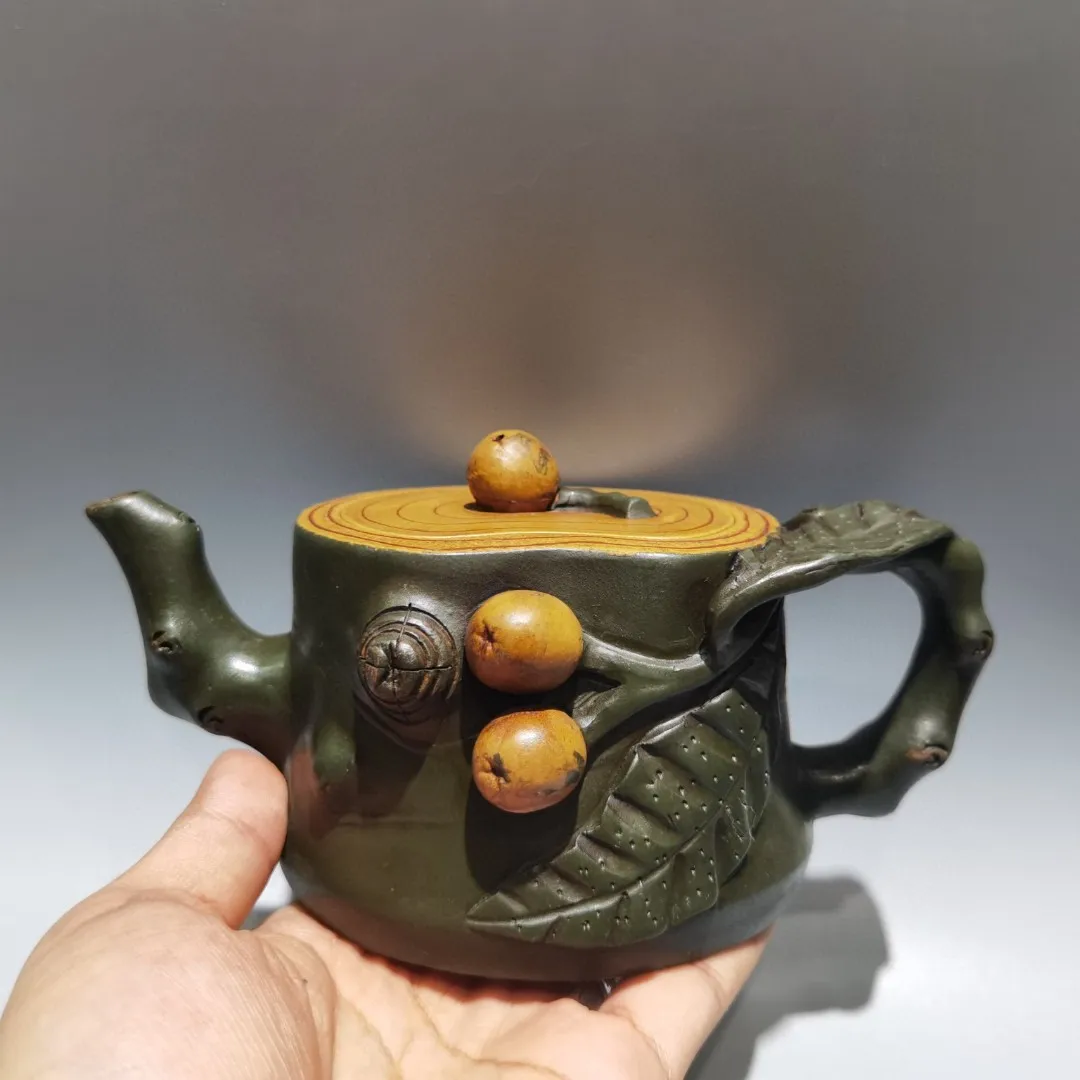 

8"Chinese Yixing Purple Clay Teapot Loquat Pot Kettle Loquat fruit Flagon Teapot Pot Tea Maker Amass wealth Ornaments