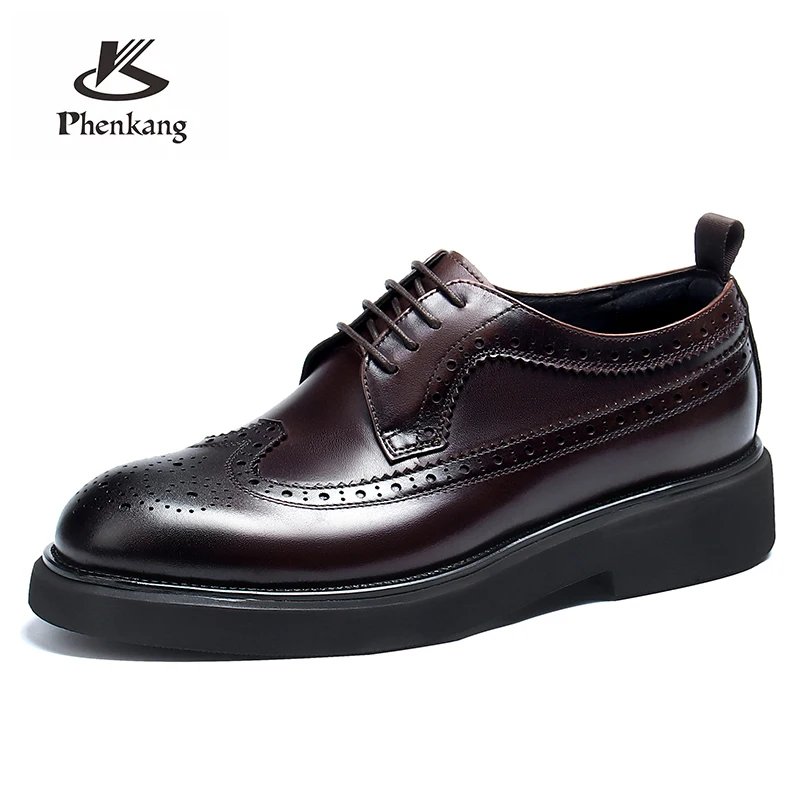

New plus size Genuine leather Lace up Fashion banquet work leather shoes Men's Leather Luxury Brand Classic Business Dress Shoes