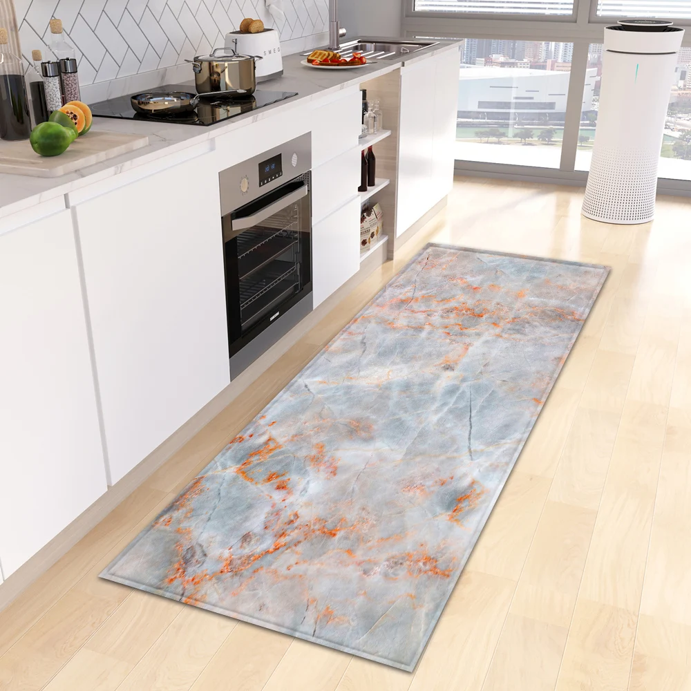 Custom Marble Kitchen Carpet Home Bathroom Entrance Doormat Living Room Floor Decoration Rugs Bedroom Hallway Anti-Slip Long Mat