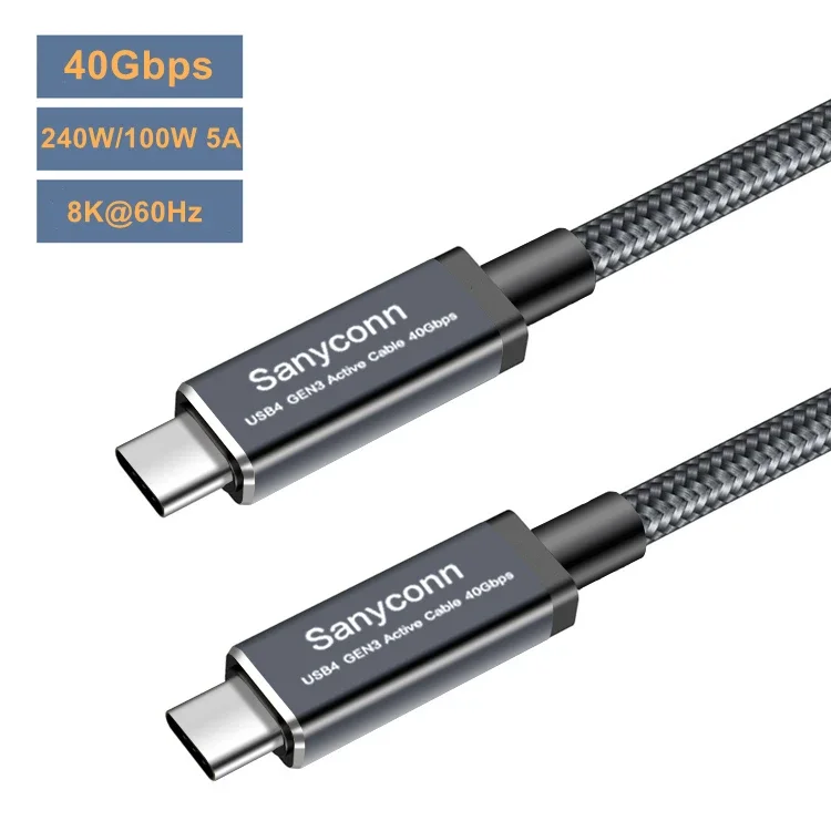 5M Active USB4 40Gbps Type C 32GB PCIE Transmission 240W Cable Without Latency for Interactive Flat Panels