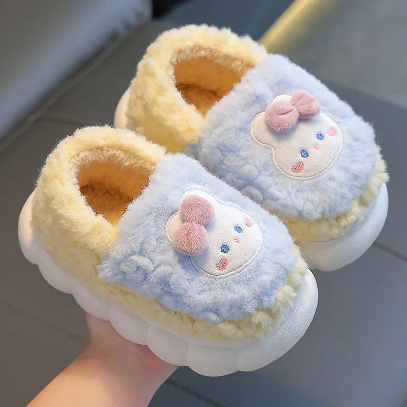 Winter Cartoon Rabbit Children\'s Cotton Slipper Cute Boys And Girls Warm Non-slip Padded Parent-child Baby Plush Cotton Slippers