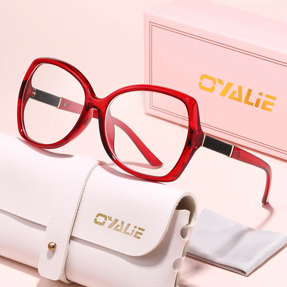 Oyalie Large Frame Glitter Temple Glasses, Available in 5 Colors, Combining Fashion and Practicality