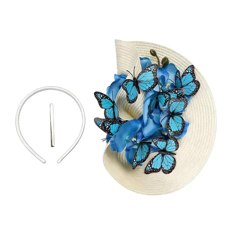 

P9FE Adjustable Top Hat Butterfly Fascinator Wedding Party Equine Hat Wedding Party