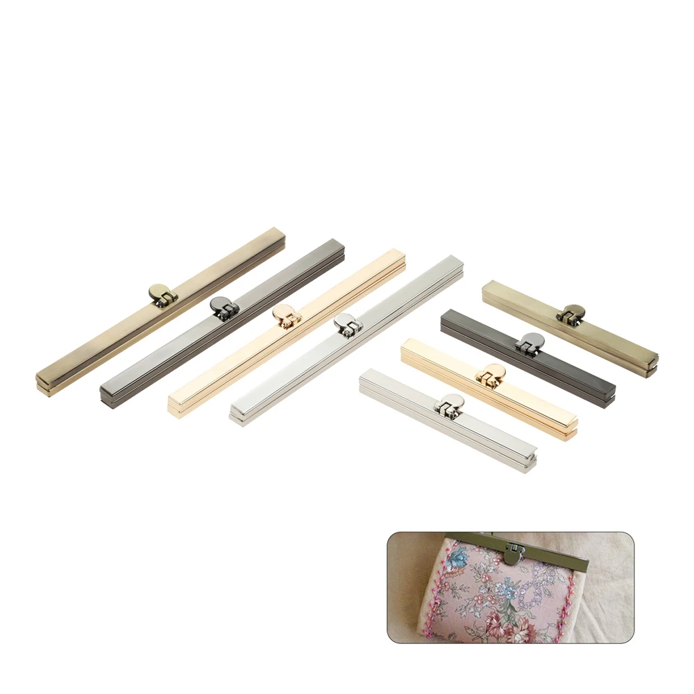 1pc Purse Frame Bar Edge Strip Clasp 11.4cm/19cm Wallet Metal Handle with Nails Making Bag Handbag DIY Repair Gold/Silver/Bronze