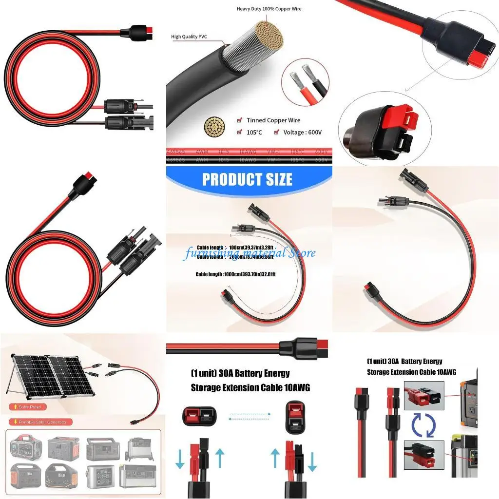 

Y5GD Solars Panel Adapter Cable to Connector 10AWG Low Power Loss High Temperatures Resistance