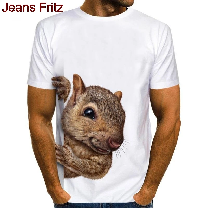 Summer Cute Squirrel Graphics T Shirts Fashion Short Sleeve 3D Lovely Animals Printed Mens T-shirts Casual Loose Harajuku Tees