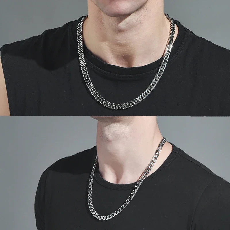 Stainless Steel Thick Chain Necklaces for Men Long Hip Hop Necklace on The Neck Fashion Jewelry Accessories Friends Gifts