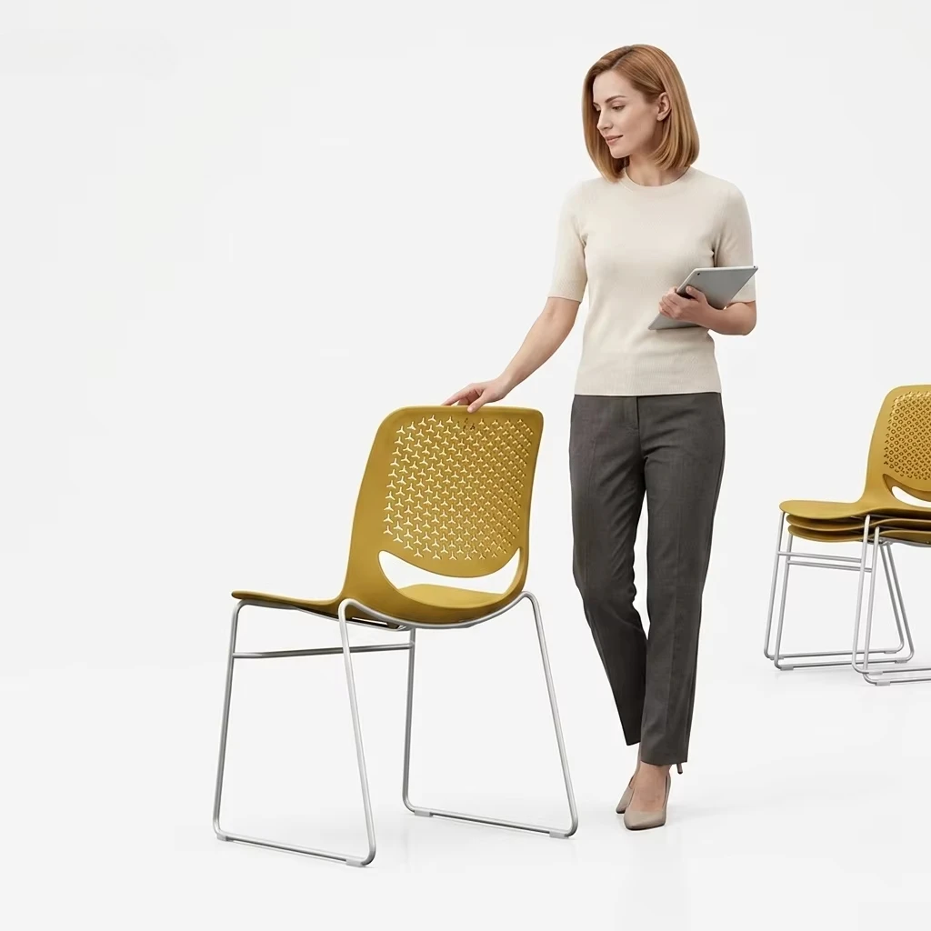 & Hot Sale Modern Plastic Mesh Conference Chair Ergonomic Adjustable Height Office Chair for Students