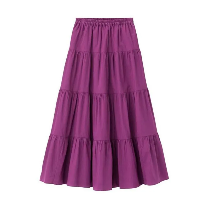 Candy Color Solid Women Long Skirts Sweet Girl Comfortable Loose Cotton Skirts Hot Sell High Street Bottoms maxi skirts clothes