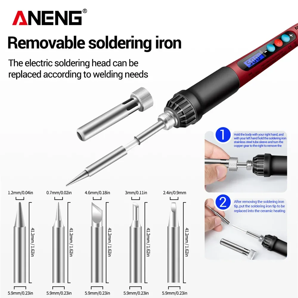 ANENG SL103 60W Digital Electric Soldering Iron US/EU Plug Temperature Adjustable 240V Welding Tool Portable Electrocautery