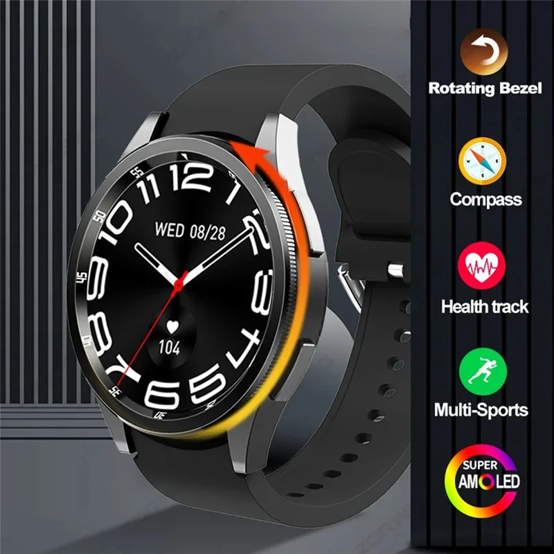 B63B-JS ساعة 6 ماكس ساعة ذكية 1.43 بوصة أزرار مزدوجة الرجال النساء بلوتوث شحن لاسلكي Smartwatch ساعة رياضية