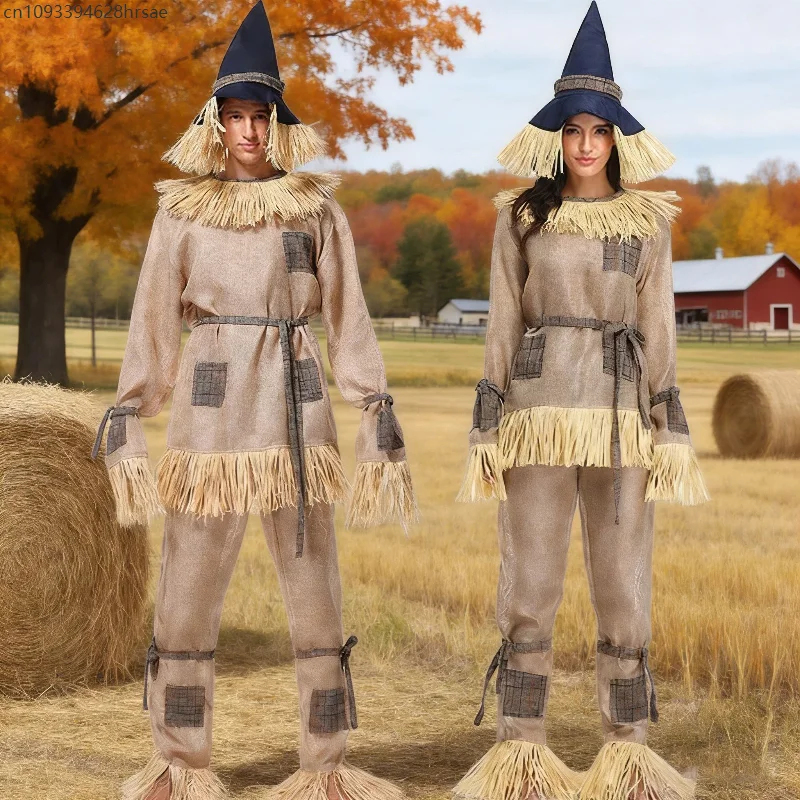 

Carnival Adult Scarecrow Stage Performance Costume Country Character Cosplay Couple Fairy Tales Fancy Dress Party Outfits