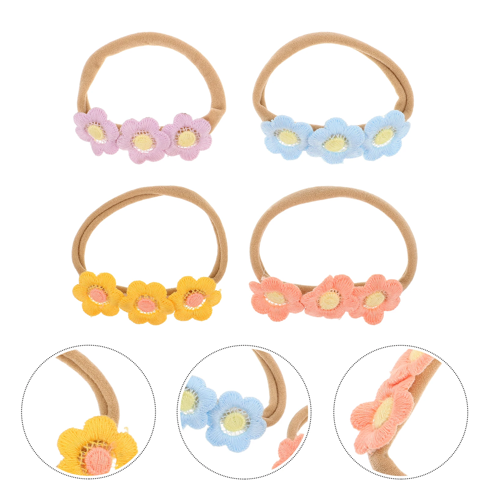 

4 Pcs Girl Flower Hairband 's Dressing Accessories Bands Daisy Scrunchies Rope Toddler