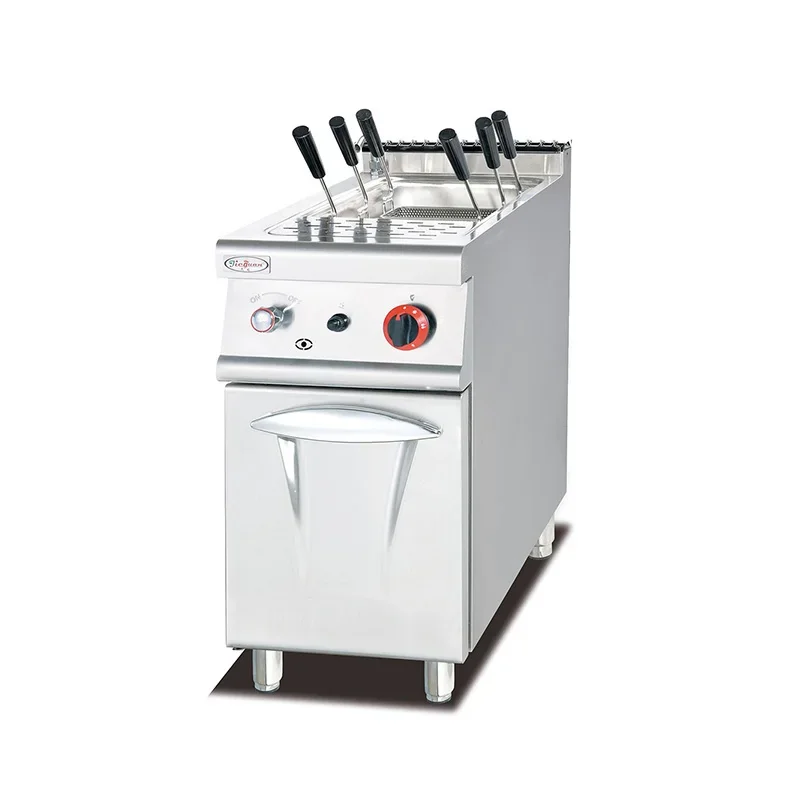 

Commercial Stainless Steel Vertical Gas There Hole Independent Noodle Cooking Machine With Cabinet