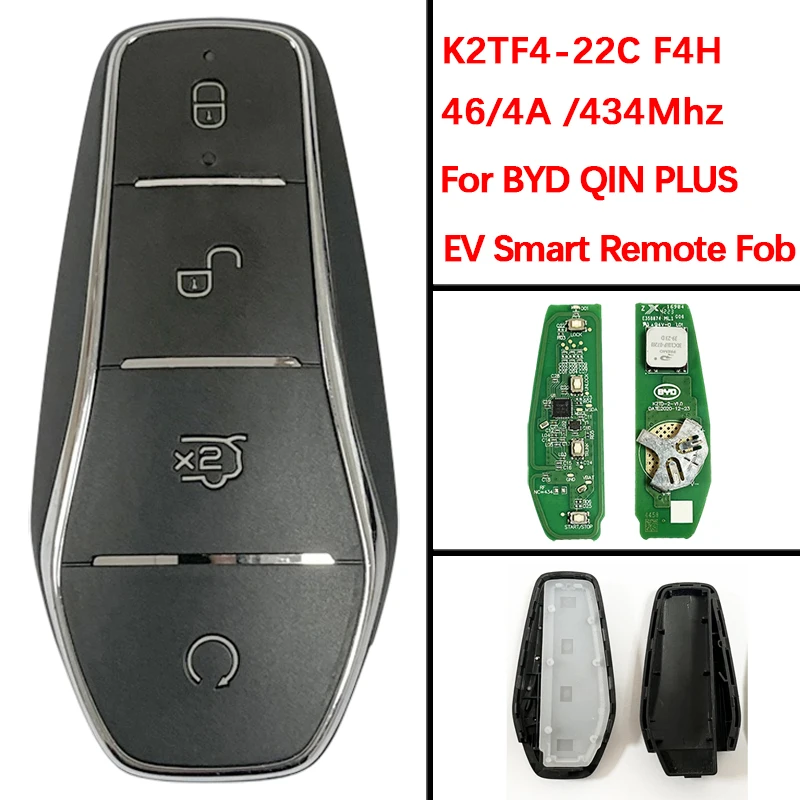 

Оригинальный 4-кнопочный смарт-ключ CN085004 для автомобиля, бесключевой доступ, чип ID46/4A, 433.62/433.92 МГц, K2TF4-22C F4H для BYD QIN PLUS EV Dolphin