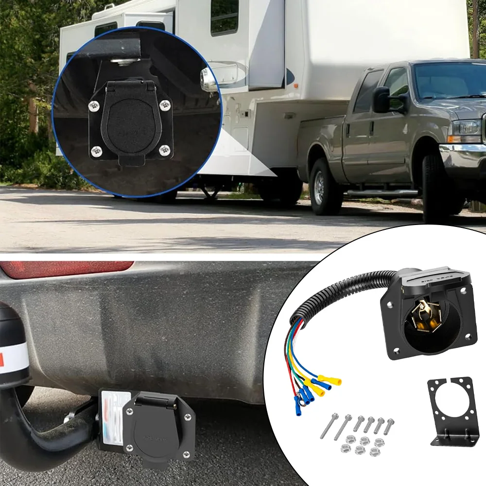 

Trailer Adapter Quick Converter with Wire Harness 7 Way RV Trailer Light Connector Socket for trailers RVs trucks semi-trailers