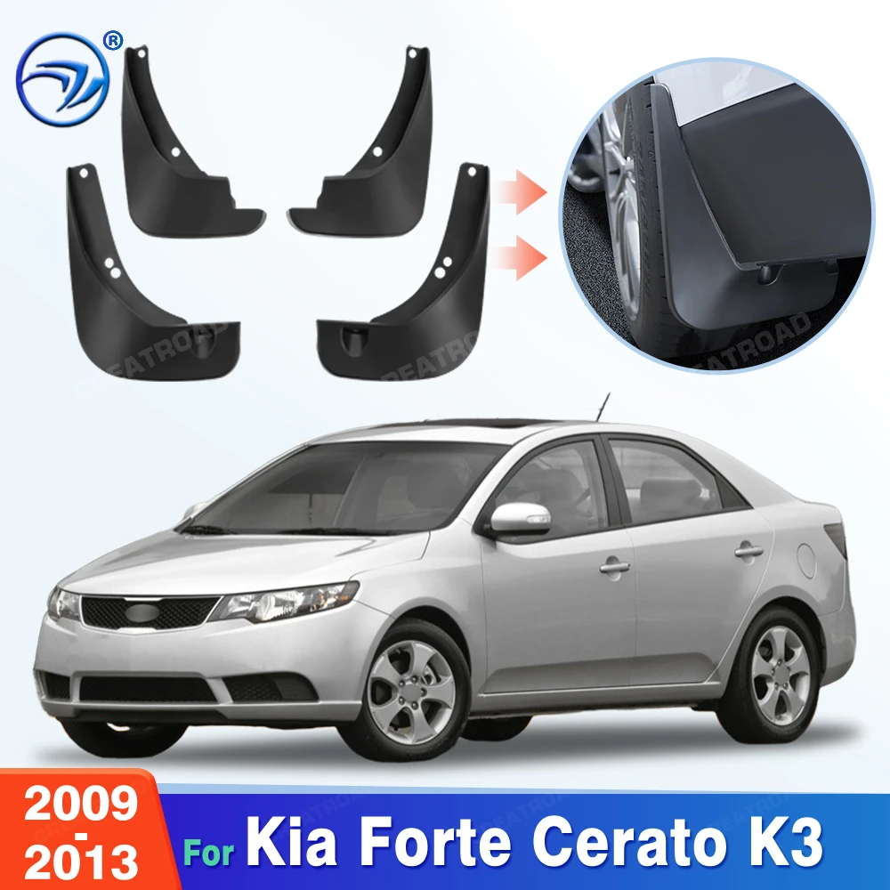 Custom Fit 4PCS Mud Flaps for Kia Forte Cerato K3 2009 2010 2011 2012 2013 No Drilling Splash Guards Car Fender Accessories