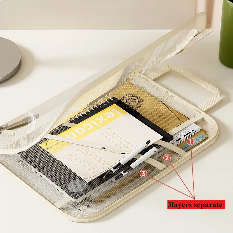 Folding Book Storage Bag Student Large Capacity Foldable Organizer Transparent Dustproof Waterproof Easy To Carry Document Bag