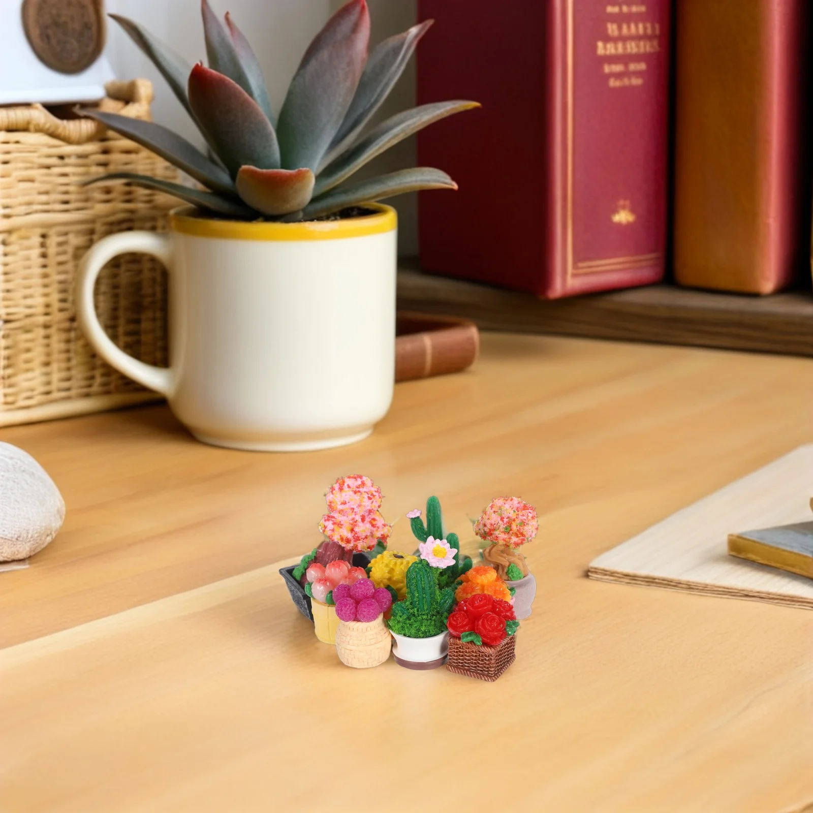 

9 Pcs Micro Landscape Decoration Cactus Bonsai Ornaments Resin Crafts Mini