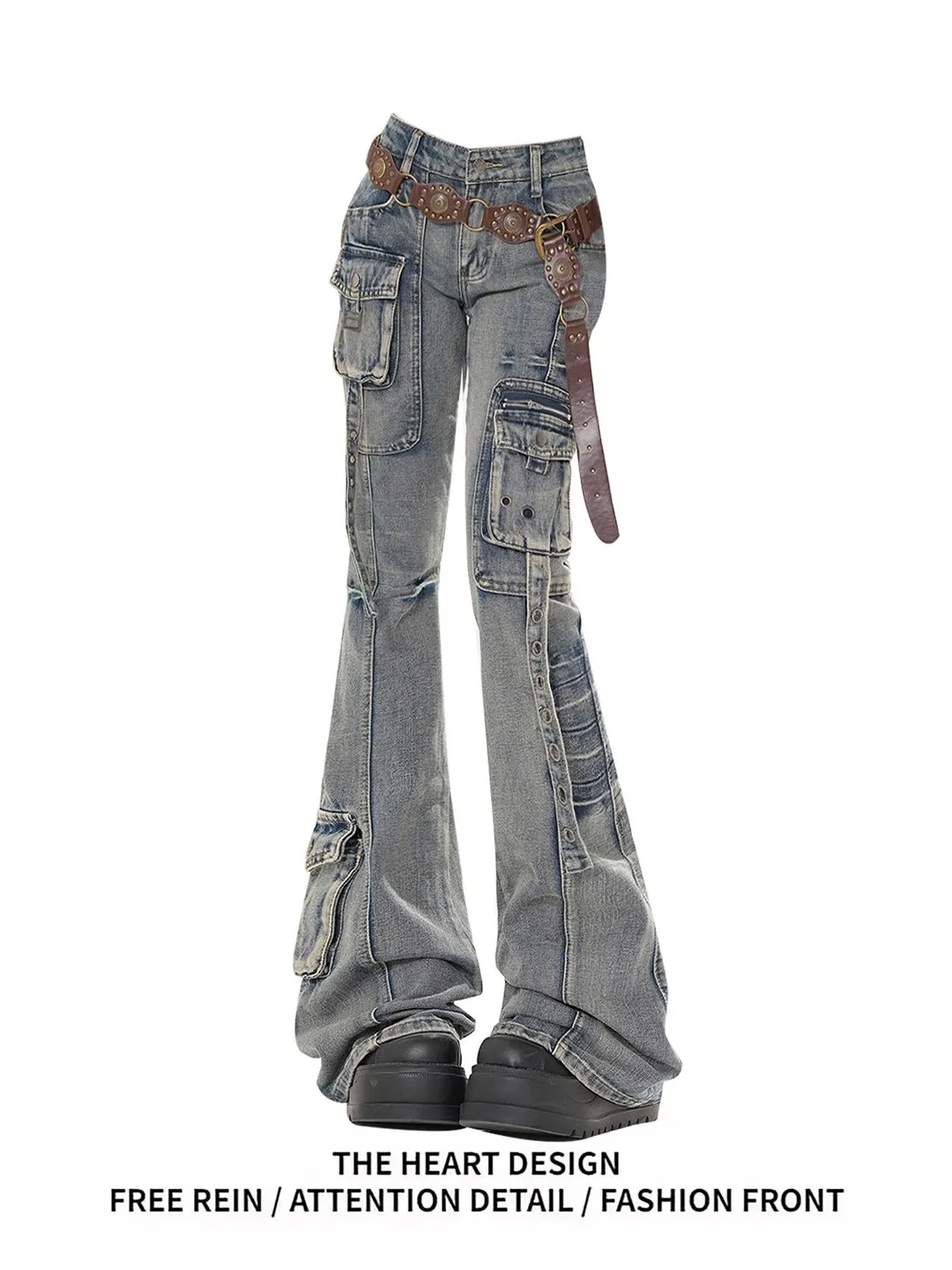 Damskie spodnie dżinsowe slim fit w stylu retro, robocze, jesienne, modne, z rozszerzanymi nogawkami, zwężane, z niskim stanem, dla nastolatek.