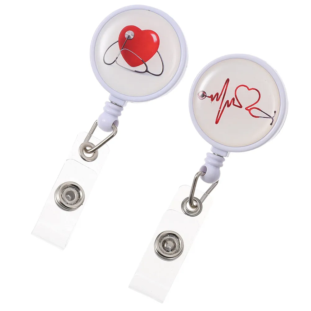 2Pcs Nurse Badge Holders Retractable Multi-Function Portable Id Card Clips Badge Reel for Hospital Staff Employees Name Tag