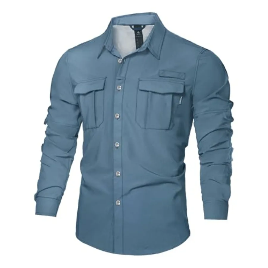

Haimont Men's UPF50+ Sun Protection Fishing Shirts Hiking Travel Shirts Button Down Long Sleeve Shirts with Pockets