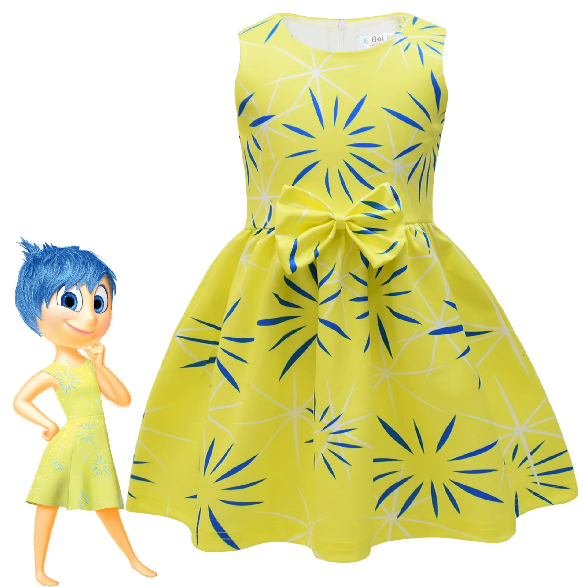 

Disney Children's Dress Inside Out 2 Cute Cartoon Children's Day Role Play Summer Girl Animated Character Joy The Same Dress