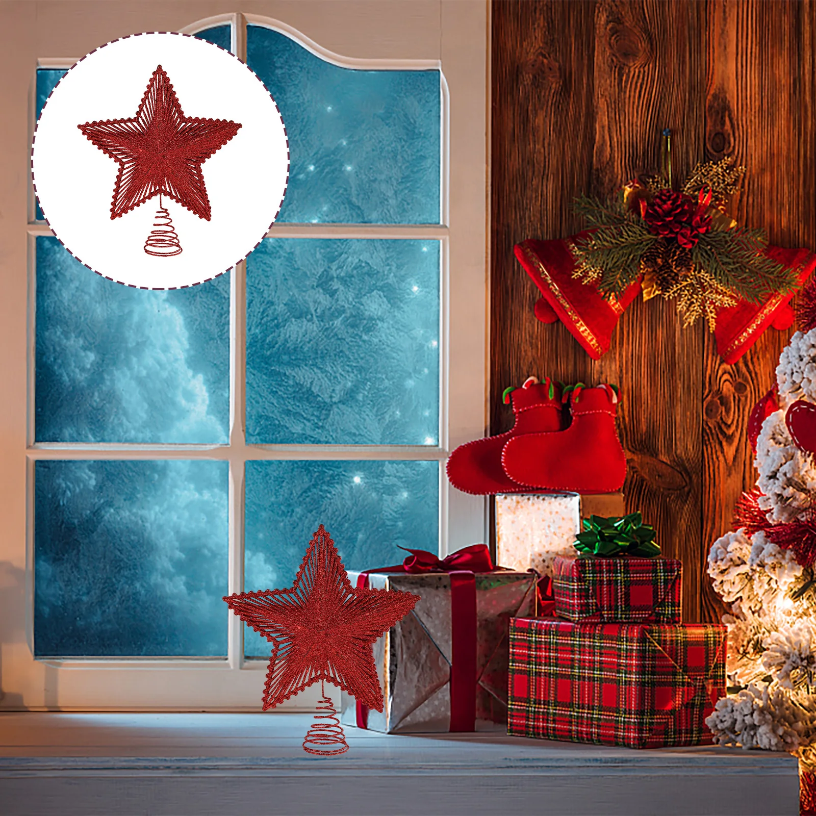 

1Pcs Christmas Pentagram Decoration Xmas Tree Star Ornament for Holiday Scene Tree Treetop Adornment Pentagram Adornment