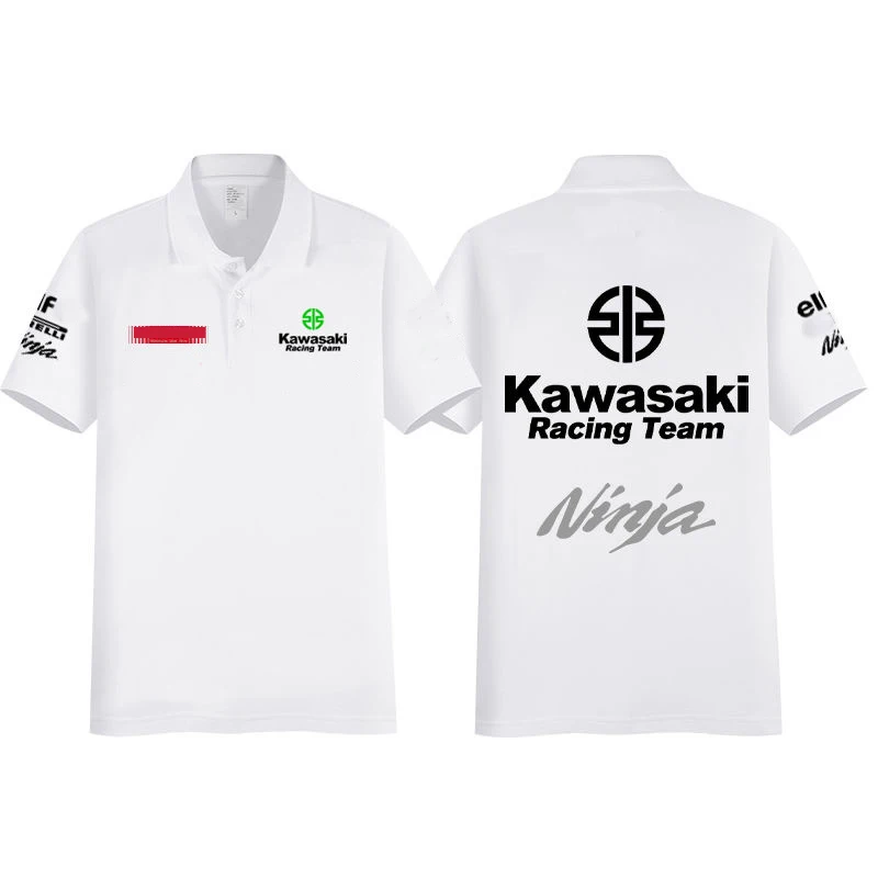 New all-match Kawasakis motorcycle short-sleeved polo shirt for men and women racing fans t-shirt cycling half-sleeved clothes