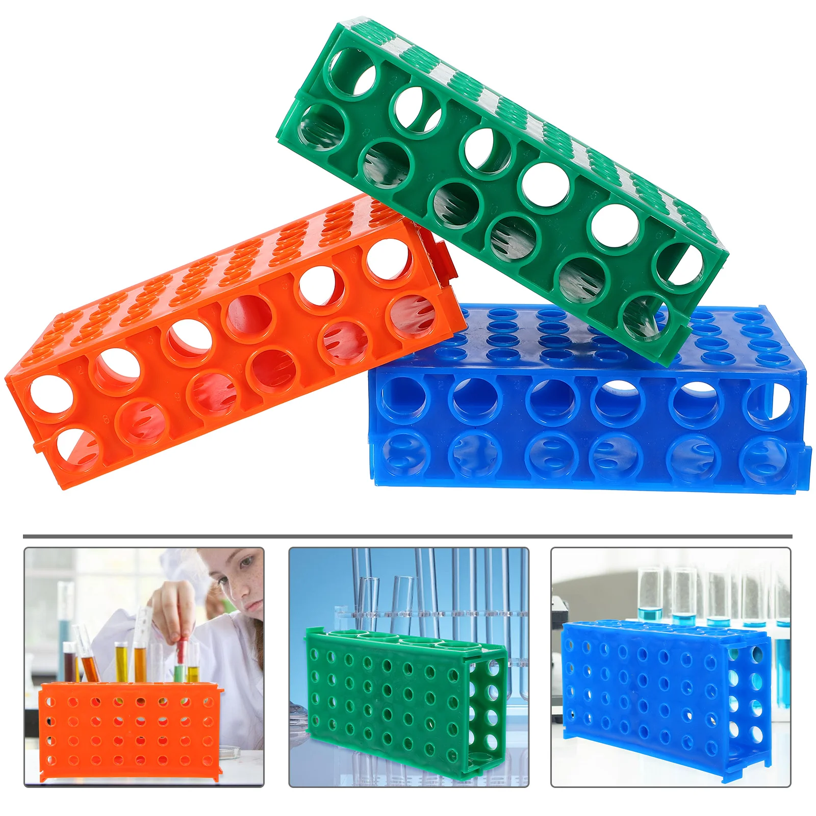 3 Pcs Test Tube Rack Drying Tubes Centrifuge Pretzel Holder Grease Stand with Cover